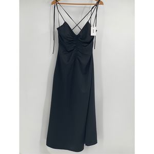 Jason Wu Slip Dress Satin‎ Women Medium Black Sleeveless New MIDI Strappy